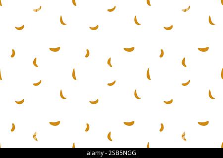 This is a seamless pattern of yellow bananas on a white background. The bananas are arranged in a random, scattered pattern. Stock Vector