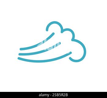 This vector illustrates a minimalist design of flowing clouds, capturing the essence of nature and weather. The smooth lines depict movement, evoking Stock Vector