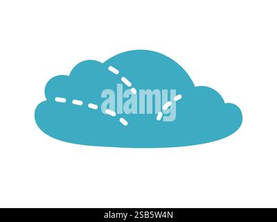 This vector features a soft turquoise cloud shape with dashed lines, ideal for use in design projects focused on nature or weather themes, enhancing c Stock Vector