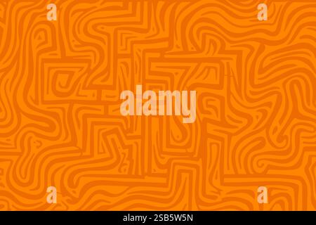Colorful abstract maze design with intricate patterns in orange hues Stock Vector