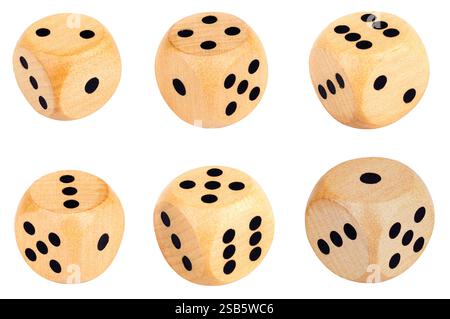 dice wood isolated on white background. Stock Photo