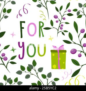 Seamless pattern gift box Illustrations. Simple cute style. Universal colors. Suitable for any holiday, event, celebration. Stock Vector
