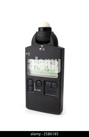 Flash meter - device for measuring illumination isolated on white background. Photo concept. Stock Photo