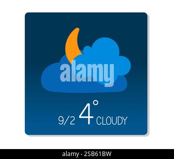Forecast indicates cloudy weather for September 2 with a temperature of 4 degrees, suggesting cool conditions. Stock Vector