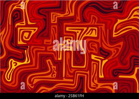 Abstract swirling patterns in vibrant red and yellow tones create movement and energy Stock Vector