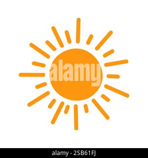 A vibrant sun illustration features a bold orange circle at the center surrounded by short, radiant lines extending outward, conveying warmth and posi Stock Vector