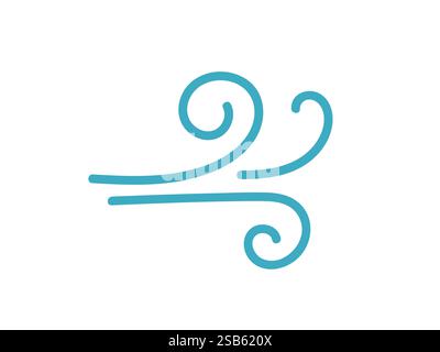 This vector design features playful swirling lines representing wind, elegantly crafted in a soothing blue hue. The clean lines and curves convey a se Stock Vector