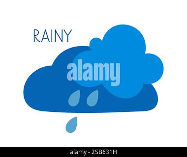 This graphic features a blue cloud with rainfall, representing a rainy weather condition. Ideal for weather-related designs. Stock Vector