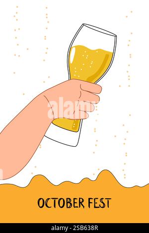 Vector image of two mugs of beer. Drinks with a lot of foam. Vector illustration Stock Vector