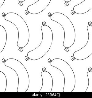 Sausage doodle seamless pattern with a black and white color suitable for background. Vector illustration Stock Vector
