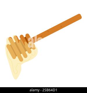 Honey dripping from honey dipper stick. Stock Vector