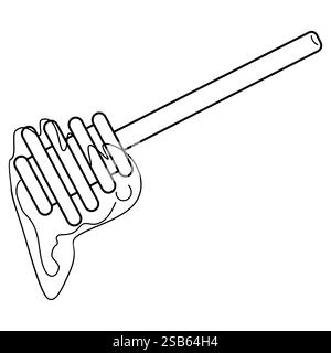 Honey dripping from honey dipper stick. Stock Vector