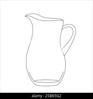 Outline vector hand drawn illustration of glass milk jar with milk, simple pattern for cooking and homemade pastry. Vector illustration Stock Vector