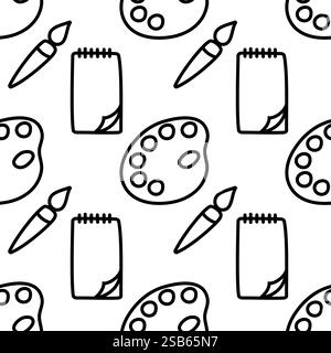 hand drawn Artist tools seamless pattern in doodle style. Vector illustration Stock Vector