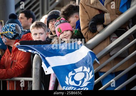 Edinburgh, UK. 01st Feb, 2025. Fans wait for the team arrivals in the Scotland vs Italy 6 Nations Match, Edinburgh, Scotland, 1st February 2025, Credit: Samuel Wardle/Alamy Live News Stock Photo