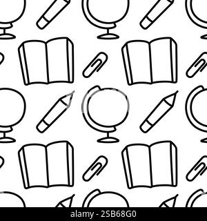 Stationery Black and White Background . Vector illustration Stock Vector
