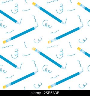 Seamless vector pattern with school theme elements. Book pencil pen, rulers. . Vector illustration Stock Vector