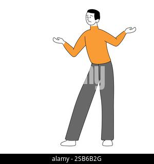Thoughtful characters with question marks solving problems or searching solutions. Problem solving and choice. Smart man thinking or puzzled. Frequent Stock Vector