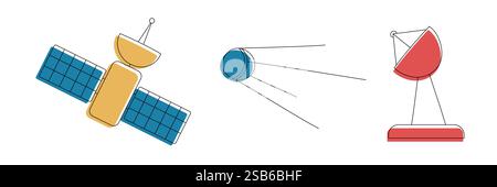 Diverse Group of Space Objects Vector illustration Stock Vector