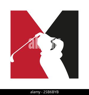 Initial Letter M Hockey Player Logo Concept For Hockey Game Club Symbol Vector Template Stock Vector