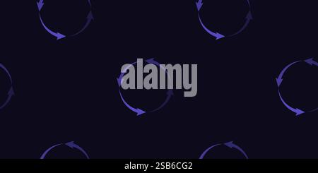 A modern design showcasing a repeating pattern of circular arrows on a dark background, creating a visually engaging effect. Stock Vector