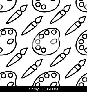 artist seamless pattern, doodle artist tool, artist background, wallpaper seamles pattern. Vector illustration Stock Vector