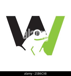 Initial Letter W Frog Logo Design Vector Template Stock Vector