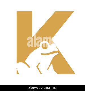 Initial Letter K Frog Logo Design Vector Template Stock Vector