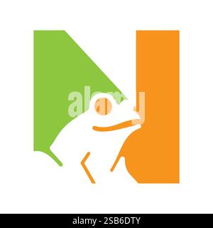 Initial Letter N Frog Logo Design Vector Template Stock Vector