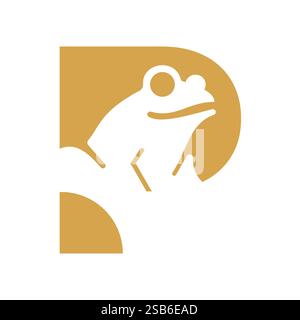 Initial Letter P Frog Logo Design Vector Template Stock Vector