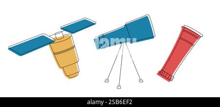 Diverse Group of Space Objects Vector illustration Stock Vector