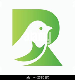 Initial Letter R Dove Logo Concept For Freedom Symbol Vector Template Stock Vector