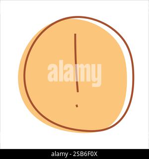 This drawing depicts a perfect circle with a vertical line cutting through the center. The line bisects the circle, creating two equal halves. The sim Stock Vector