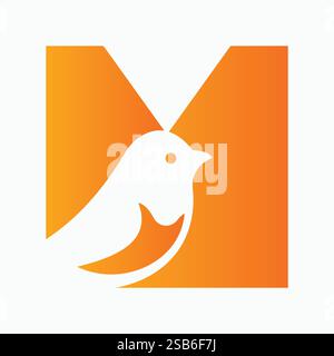Initial Letter M Dove Logo Concept For Freedom Symbol Vector Template Stock Vector
