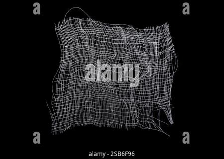 Cotton thread bandage square on black background, close up photography,  abstract Stock Photo