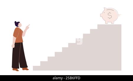 Business startup concept, Businessman walk up on arrow staircase go to success, Goal, Career, Leadship, Vector illustration flat. Vector illustration Stock Vector