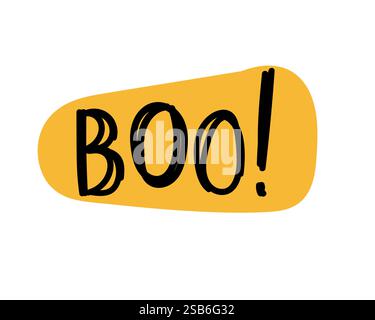 Boo hand drawn lettering. Vector isolated text. Vector illustration Stock Vector