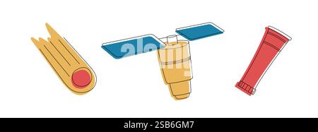 Diverse Group of Space Objects Vector illustration Stock Vector