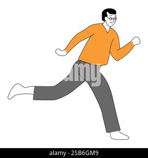 Running Man vector icon. Illustration style is flat iconic black symbol on a transparent background. Vector illustration Stock Vector