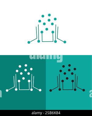 Connection network logo design vector,  technology logo design vector illustration Stock Vector
