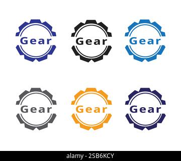 Set of gear tech logo, Creative Gear Tech Logo, vector illustration Stock Vector