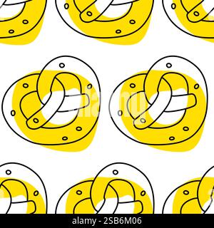 Seamless pattern with mini pretzels on an isolated background. Vector illustration Stock Vector