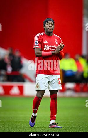 Anthony Elanga of Nottingham Forest applauds his teams supporters ...