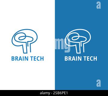 brain tech logo design icon vector, Think Brain Mind Logo design vector template Stock Vector