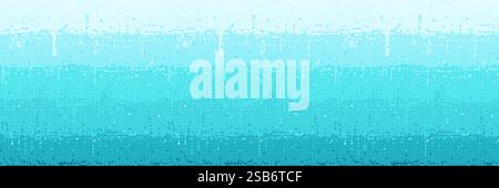 Blue pixel texture background. Vector realistic illustration of color gradient bitmap with pixelated squares pattern, video noise dots, arcade compute Stock Vector