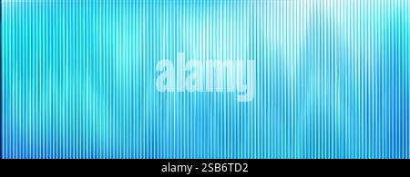 Ribbed glass surface pattern with vertical lines and gradient from turquoise to blue color. Transparent textured background with modern striped effect Stock Vector