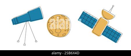 Diverse Group of Space Objects Vector illustration Stock Vector