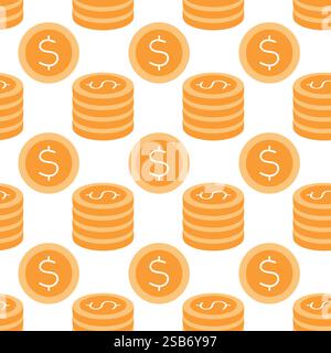 Various stacks of coins with dollar signs printed on them. Stock Vector