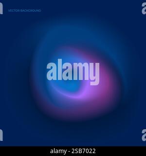 A circular object in shades of blue and pink is prominently displayed on a solid blue background. The object stands out with its vibrant colors agains Stock Vector