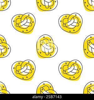 Seamless pattern with mini pretzels on an isolated background. Vector illustration Stock Vector